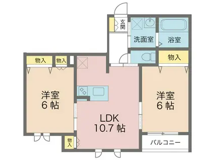サウス ユニヴェール(2LDK/2階)の間取り写真