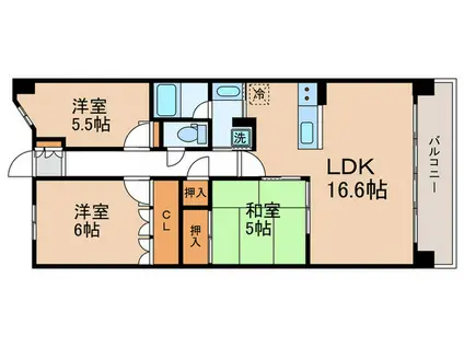 京都桂川つむぎの街ブライトスクエア(3LDK/4階)の間取り写真
