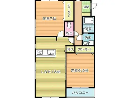 高峰第6晴和ビル(2LDK/2階)の間取り写真