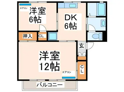 セジュールHAYASHI(2DK/2階)の間取り写真