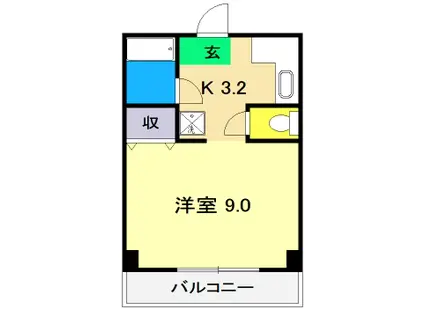 西谷コーポII(1K/2階)の間取り写真