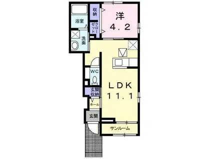 チェリーブロッサムIV(1LDK/1階)の間取り写真