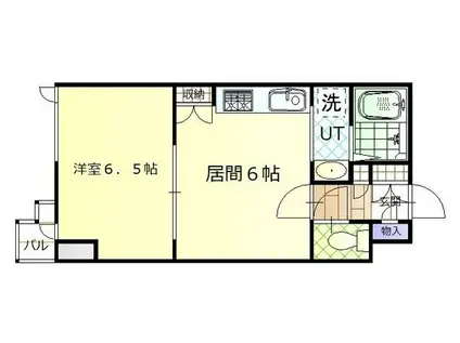 グリーンヒル3条(1DK/2階)の間取り写真