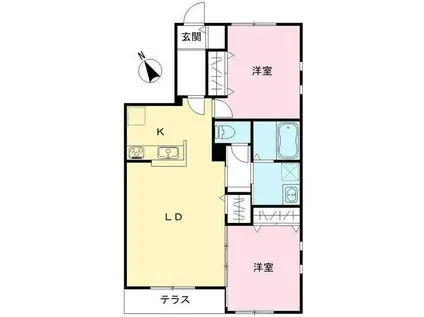 NOVガーデンハウス谷田部 G棟(2LDK/1階)の間取り写真