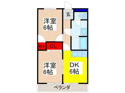 西大目ヒルズ(2DK/3階)の間取り写真