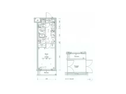 スカイコートグレース世田谷弦巻(1K/1階)の間取り写真