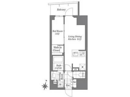 グランリビオ千代田平河町(1LDK/10階)の間取り写真