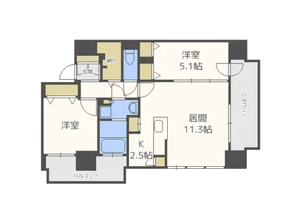F中の島(2SLDK/3階)の間取り写真