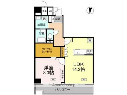 ロイジェント潮見(1LDK/4階)の間取り写真