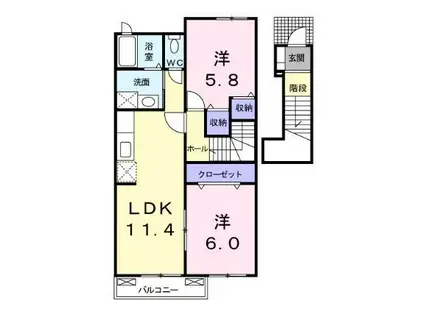 アプローズI・II(2LDK/2階)の間取り写真