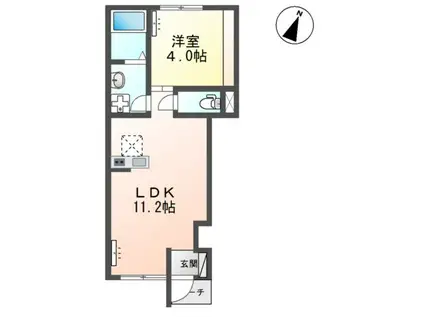 リバーヒルズ中庄(1LDK/1階)の間取り写真