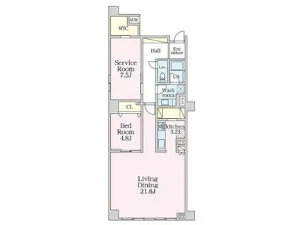 グラマシー恵比寿(2LDK/1階)の間取り写真