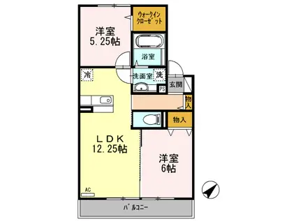 ベルテ東豊田(2LDK/2階)の間取り写真