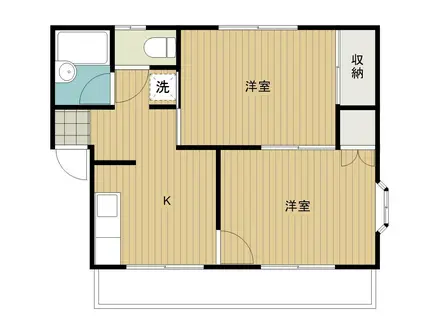 グリーンシャトレC棟(2K/1階)の間取り写真