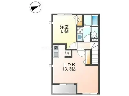 FORTUNAフォルトゥーナ(1LDK/2階)の間取り写真