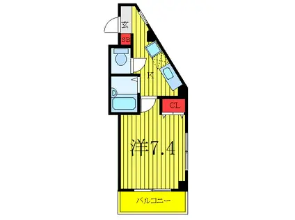 レフア南常盤台(1K/2階)の間取り写真