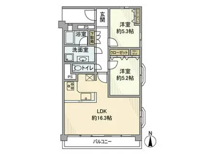 参宮橋コーポラス(2LDK/4階)の間取り写真