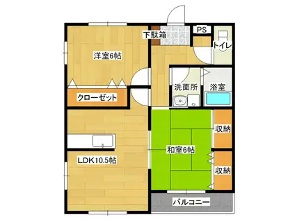 ボナール松ヶ丘(2LDK/2階)の間取り写真