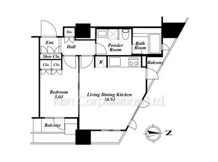 プライムアーバン新宿夏目坂タワーレジデンス(1LDK/16階)の間取り写真