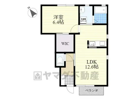 パルティールA棟(1LDK/1階)の間取り写真