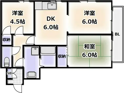 ロワール美章園(3DK/2階)の間取り写真