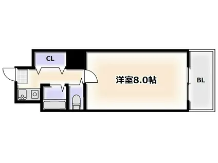 エリンデール桜川(1K/8階)の間取り写真