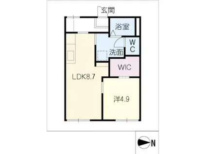 クレードルMAYA・B棟(1LDK/1階)の間取り写真