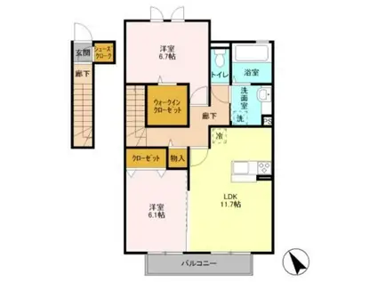 シャインハイツ(2LDK/2階)の間取り写真