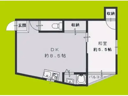 山栄マンション(1DK/2階)の間取り写真