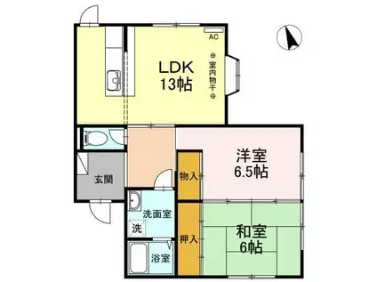 ビューラー 一つ森(2LDK/2階)の間取り写真