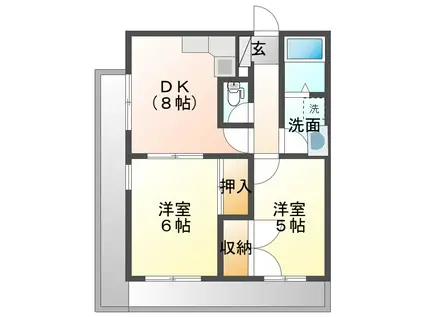 エーダイロイヤルプラザ(2DK/6階)の間取り写真