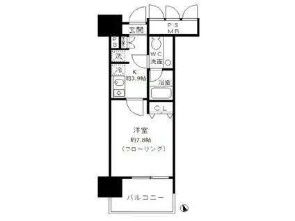 フォンテーヌ芝浦(1K/6階)の間取り写真