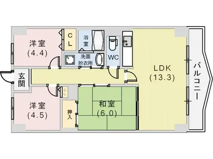 リメーン檜(3LDK/11階)の間取り写真