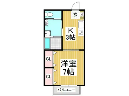 メゾンK(1K/2階)の間取り写真