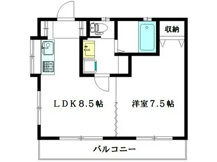 キャトルセゾン(1LDK/1階)の間取り写真