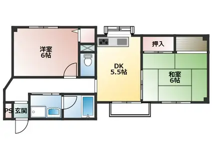 シャンブル28(2DK/1階)の間取り写真