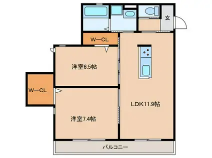 CASA MIRABEL(2LDK/2階)の間取り写真