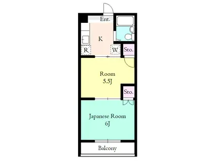 与野第三宝コーポ(2K/4階)の間取り写真