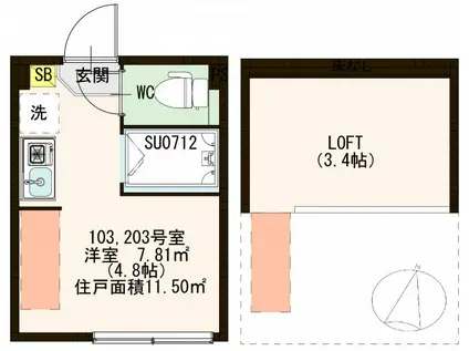 ハーモニーテラス南小岩VIII(ワンルーム/1階)の間取り写真