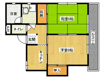 本田ハイツ(2K/2階)の間取り写真