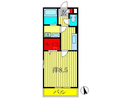 ロイヤルフレア・M(1K/2階)の間取り写真