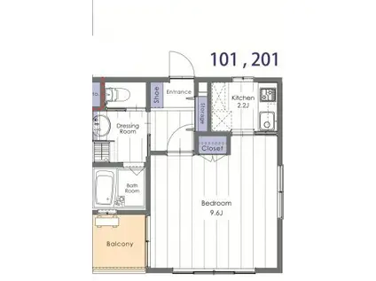 アルメゾンクレール(1K/2階)の間取り写真