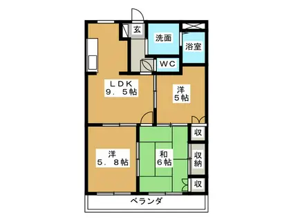 イーストピア(3LDK/1階)の間取り写真