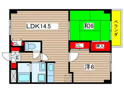 ウインドー東野(2LDK/4階)の間取り写真