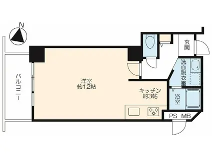 船堀駅前トキタワー(1K/21階)の間取り写真