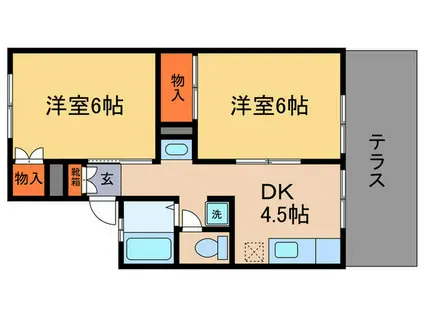 アーバン・ナカザワA棟(2DK/1階)の間取り写真