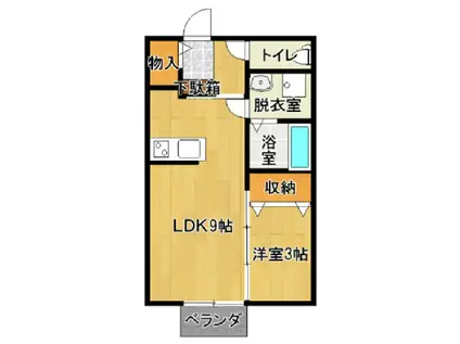 シャルム ミュウ(1LDK/2階)の間取り写真