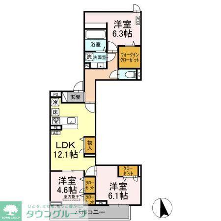 セレスティア竹ノ塚II(3LDK/1階)の間取り写真