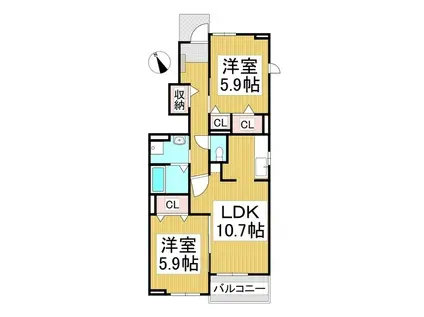 メゾン小田切 B(2LDK/1階)の間取り写真