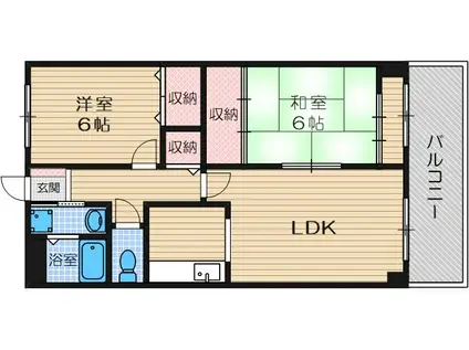 S・ステーション公輝(2LDK/4階)の間取り写真